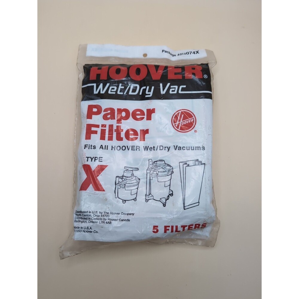 Hoover Type X Wet Dry Vacuum Paper Filters 5 Pack Vintage 1993 OEM